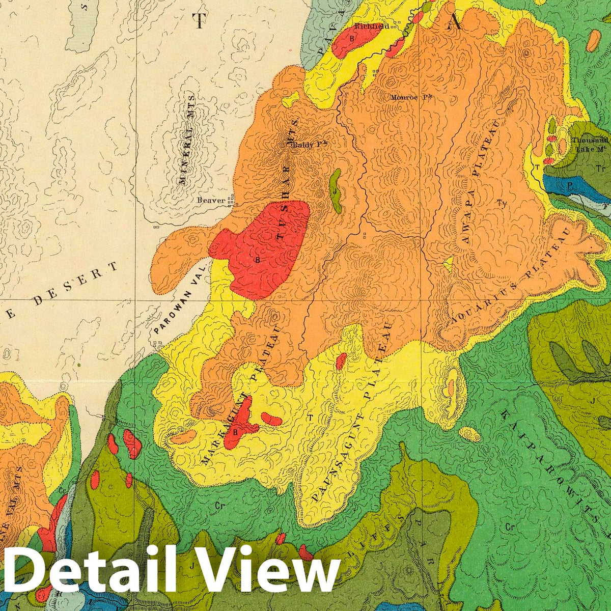 Grand Canyon, Arizona - Geological Map - Sheet II, 1882