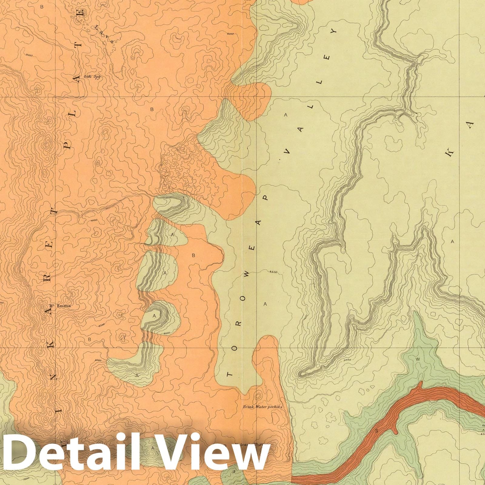 Uinkaret Plateau, Grand Canyon, Arizona - Plate No. VIII, 1882 Geological Map