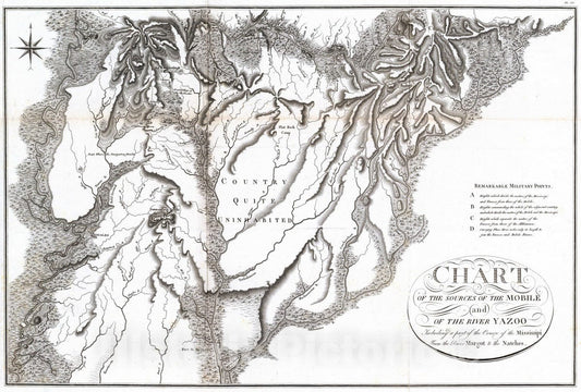 Historic Map : National Atlas - 1796 Chart Of The Sources Of The Mobile. - Vintage Wall Art