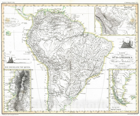 Historic Map : 1843 Karte von Sud-Amerika. - Vintage Wall Art