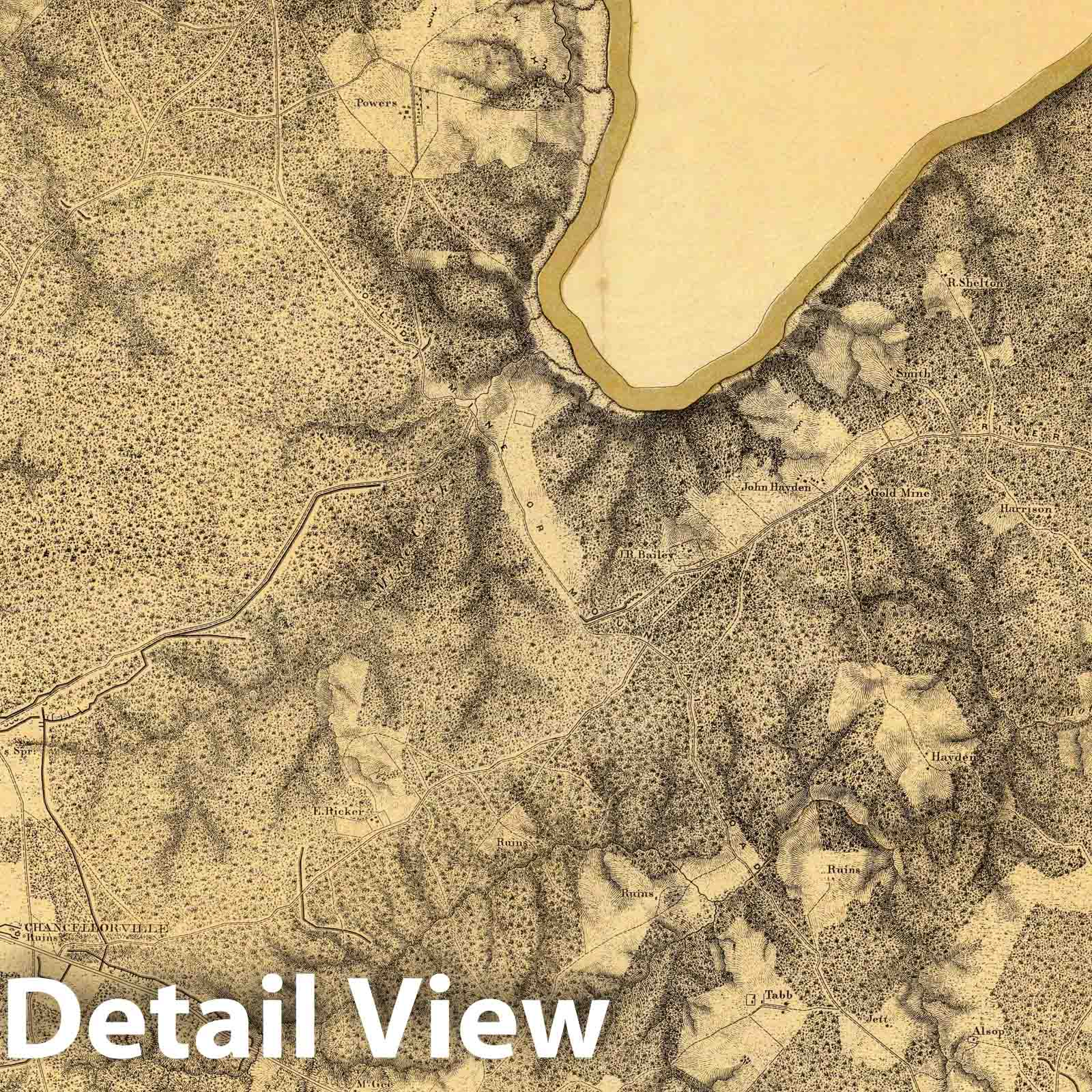 Chancellorsville Military Map 1869 - Civil War Virginia Battlefield Print