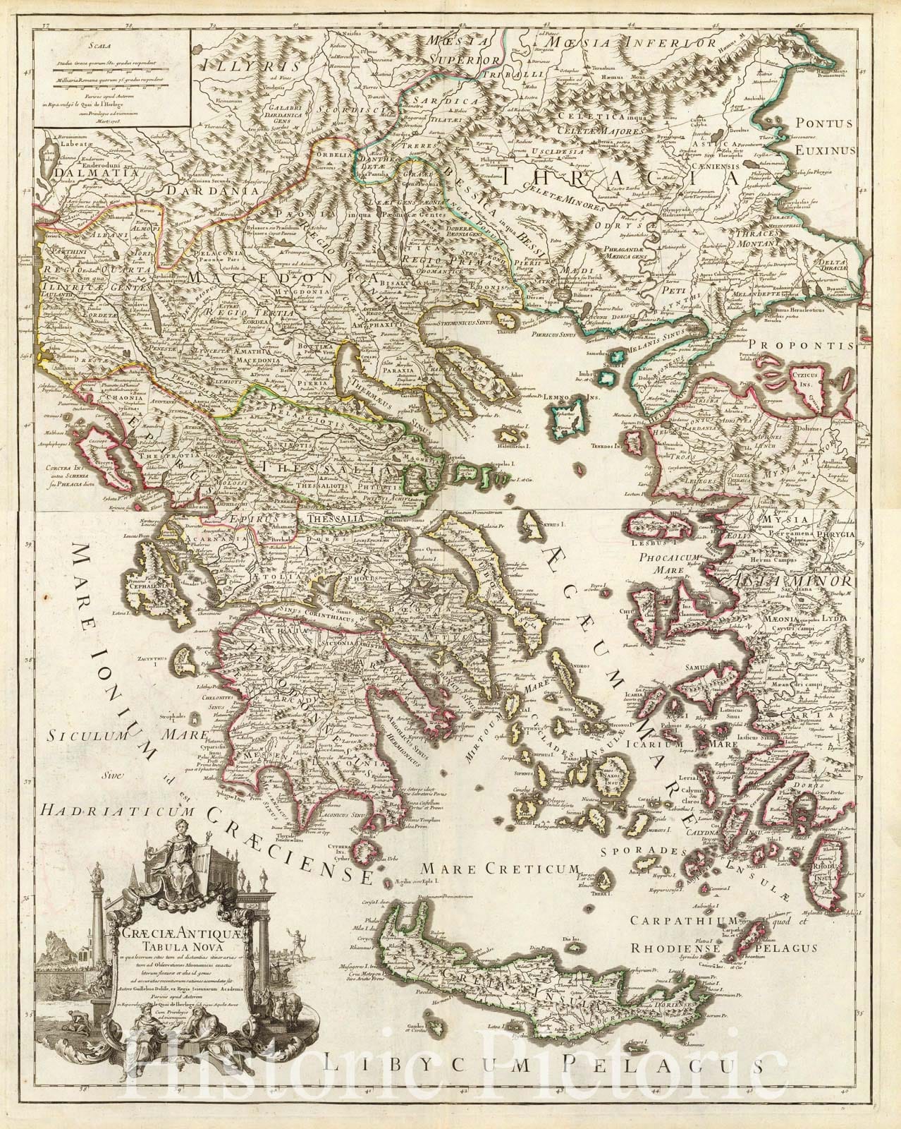 Historic Map : Greece; Macedonia, Balkan Peninsula 1708 Composite: Graeciae Antiquae tabula nova. , Vintage Wall Art
