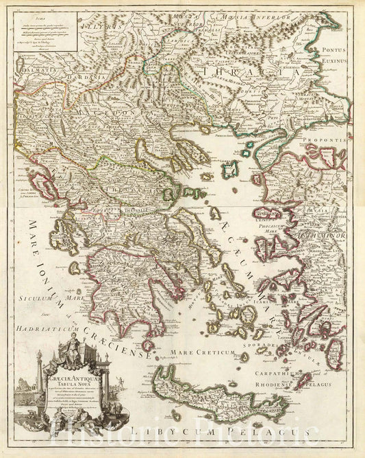 Ancient Greece - Route Map, 1708 Historical Map Print