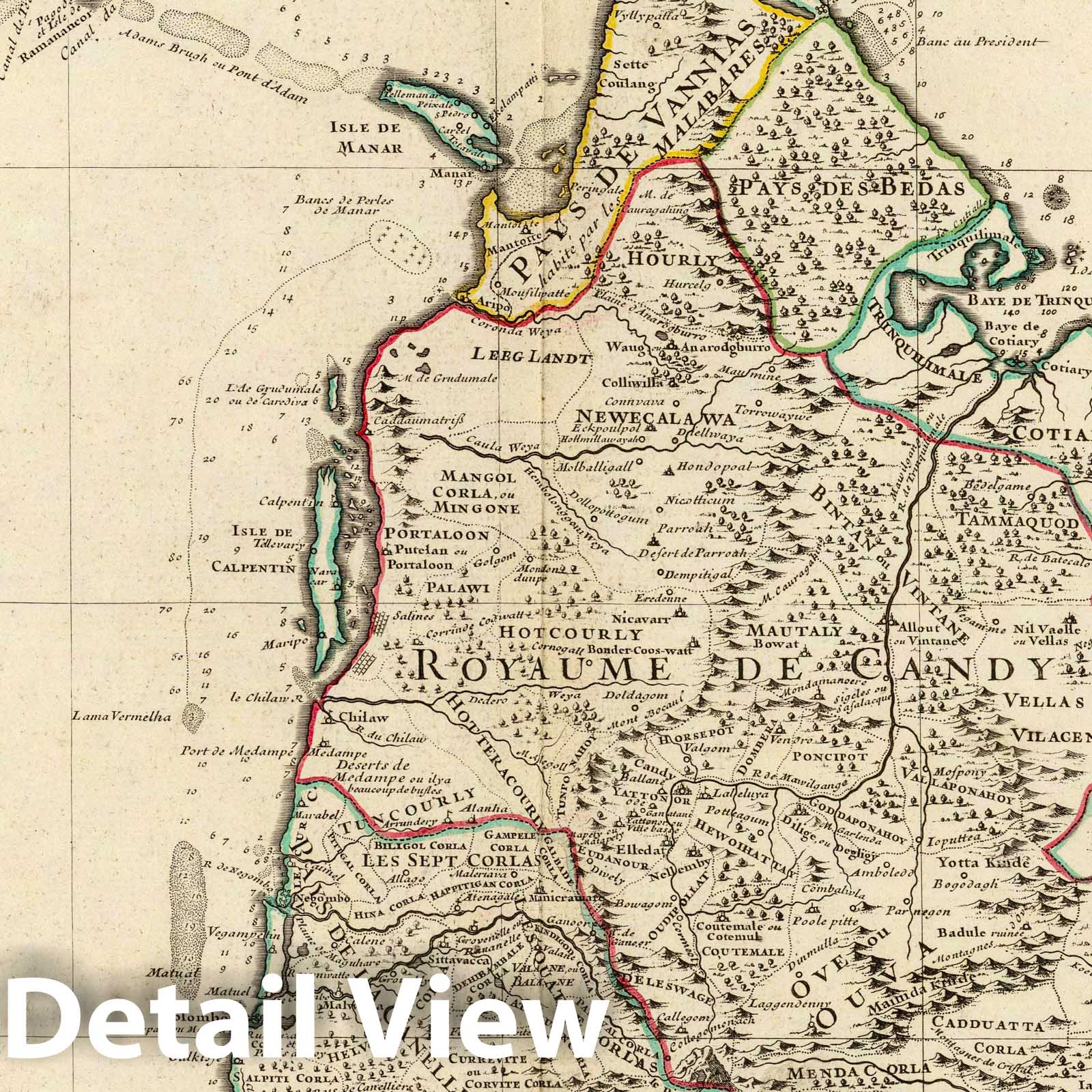 Ceylon - Nautical Chart, 1722 - Historical Map Print