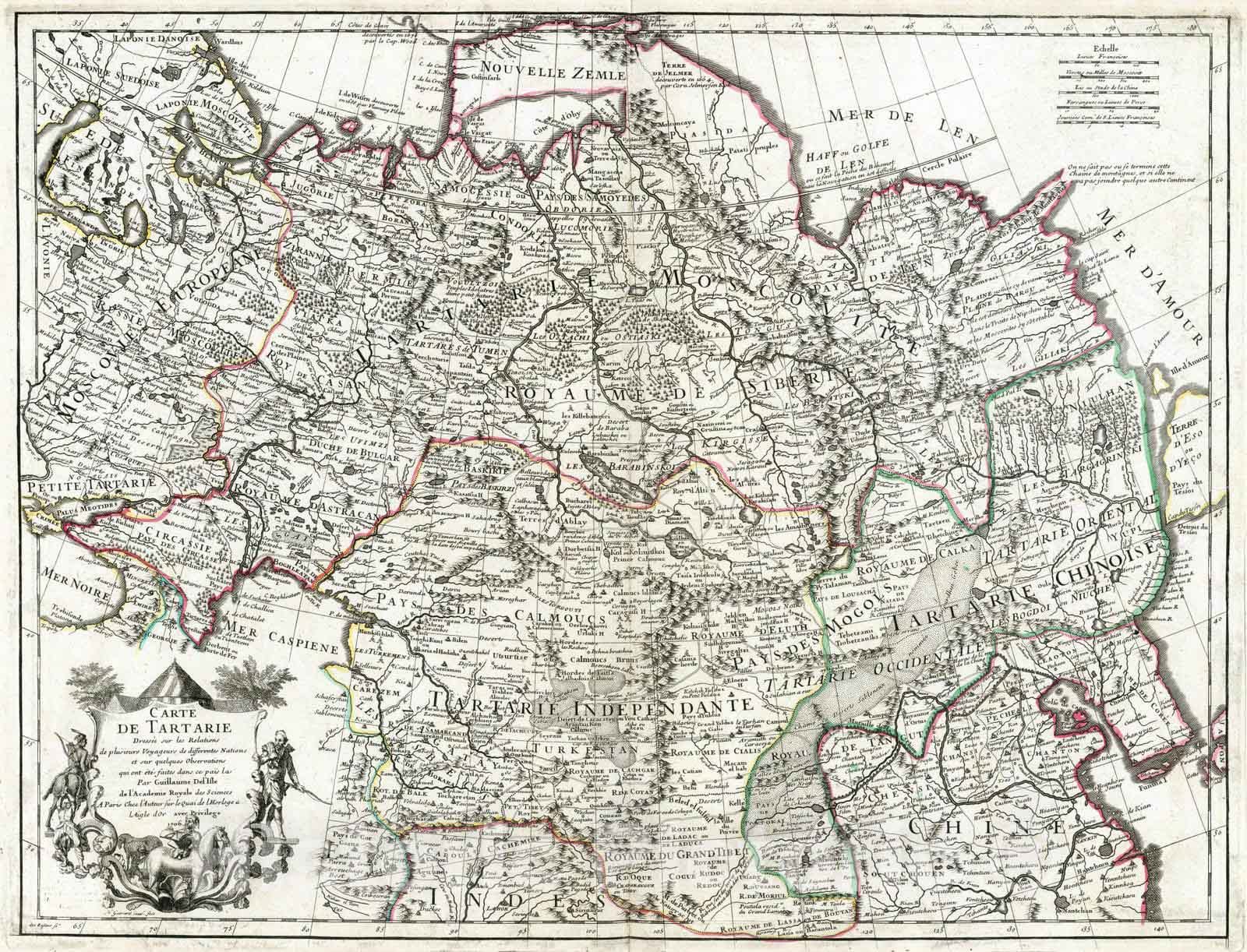 Historic Map : China; Russia, , Asia 1706 Carte de Tartarie. , Vintage Wall Art