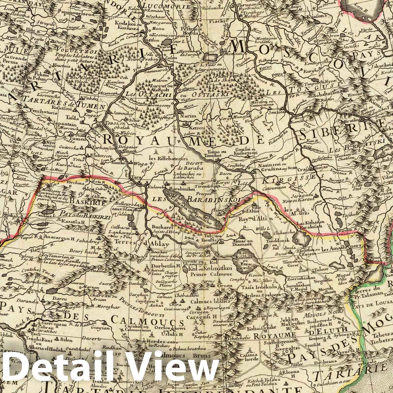 Tartary - Route Map, 1706 - Hand-Colored Historical Map Print