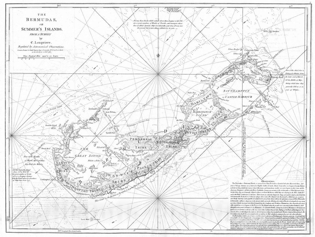 Historic Map : 1788 The Bermudas, or Summer's Islands. - Vintage Wall Art