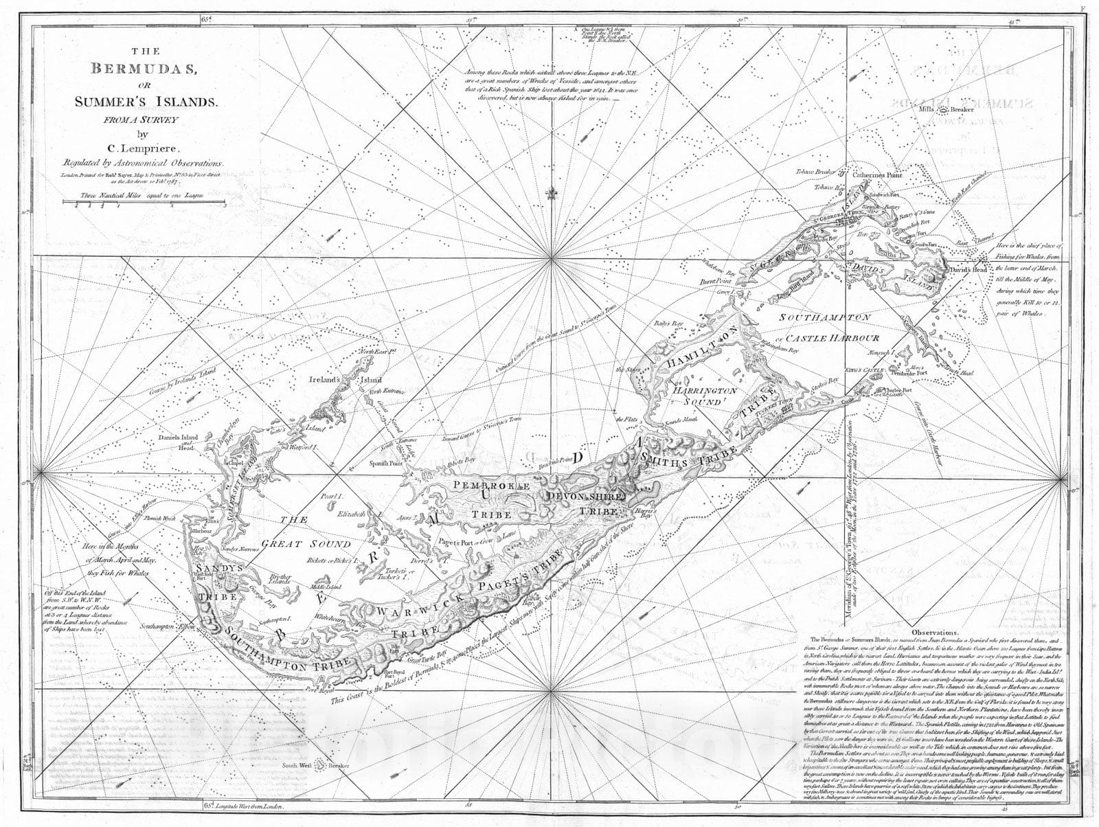 Historic Map : 1788 The Bermudas, or Summer's Islands. - Vintage Wall Art