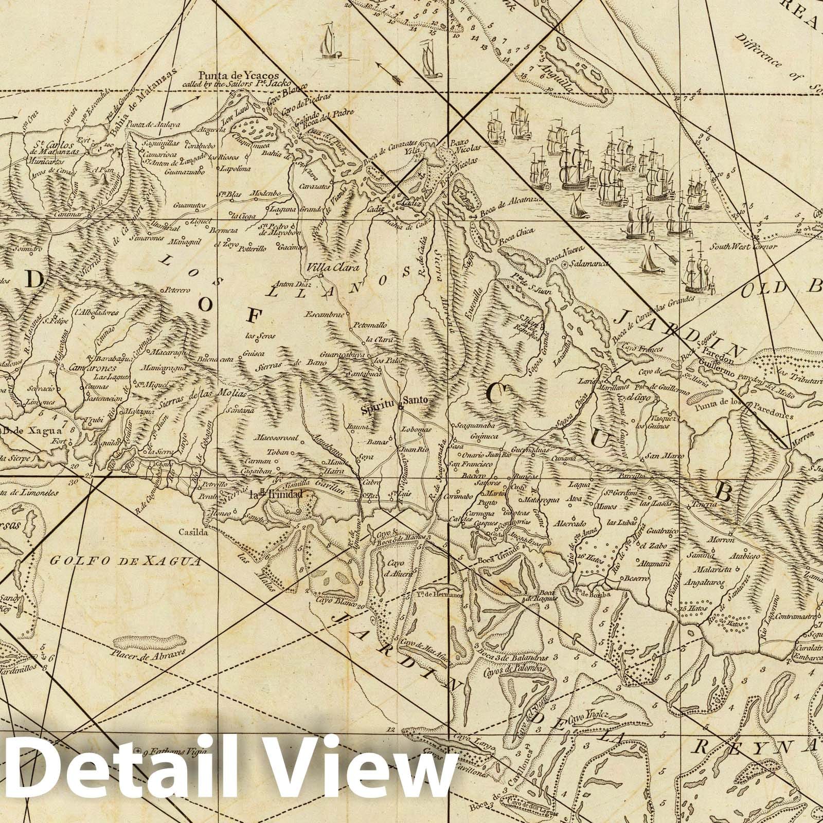 Nautical Chart of Cuba and Bahama Banks, 1775 - Historical Map Print