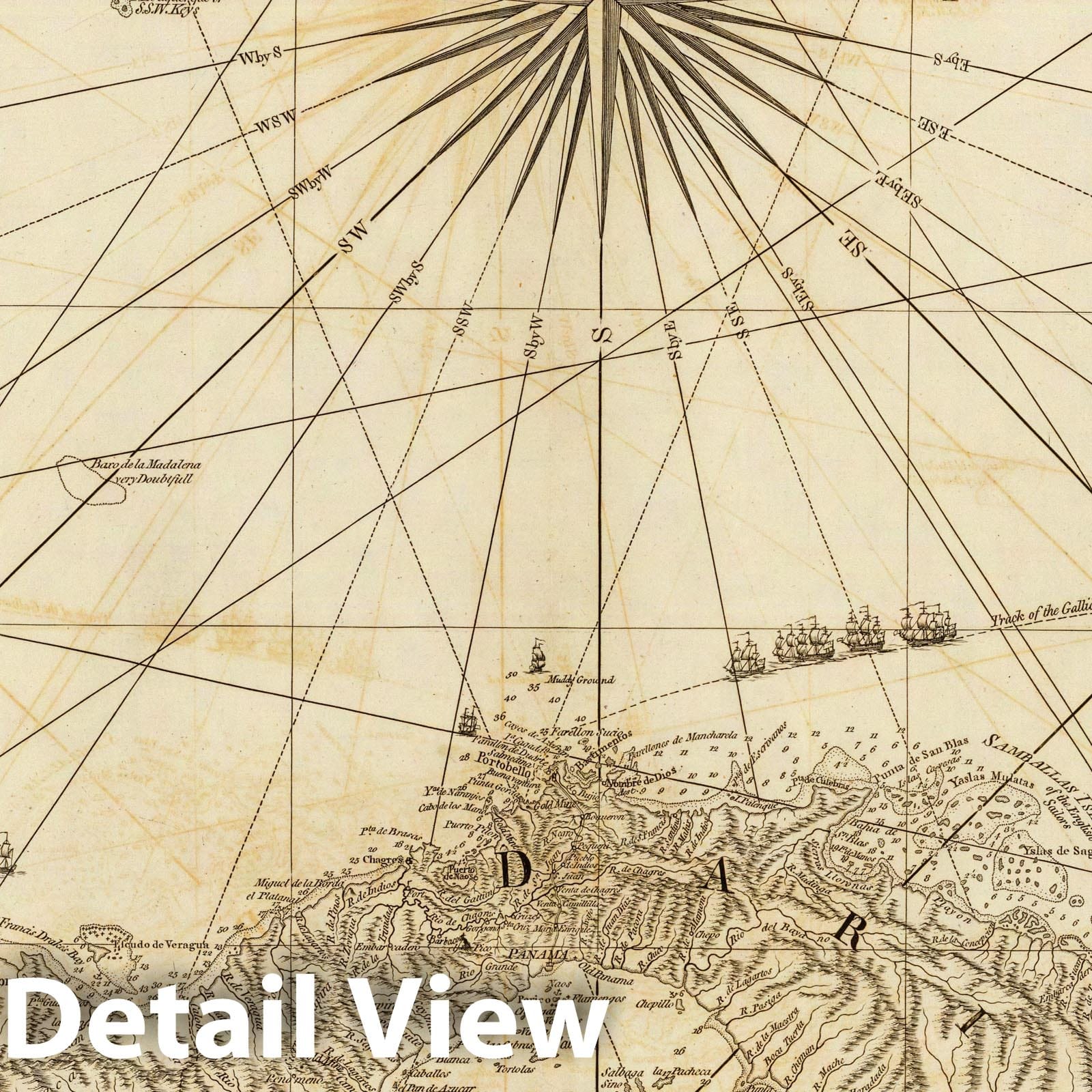 Isthmus of Panama - Nautical Chart, 1775 - Historical Map Print