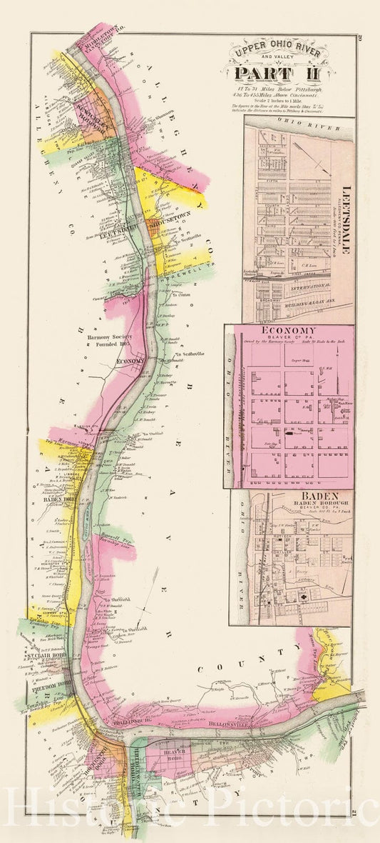 Upper Ohio River and Valley, Pittsburgh to Cincinnati, Pennsylvania - 1877 County Map