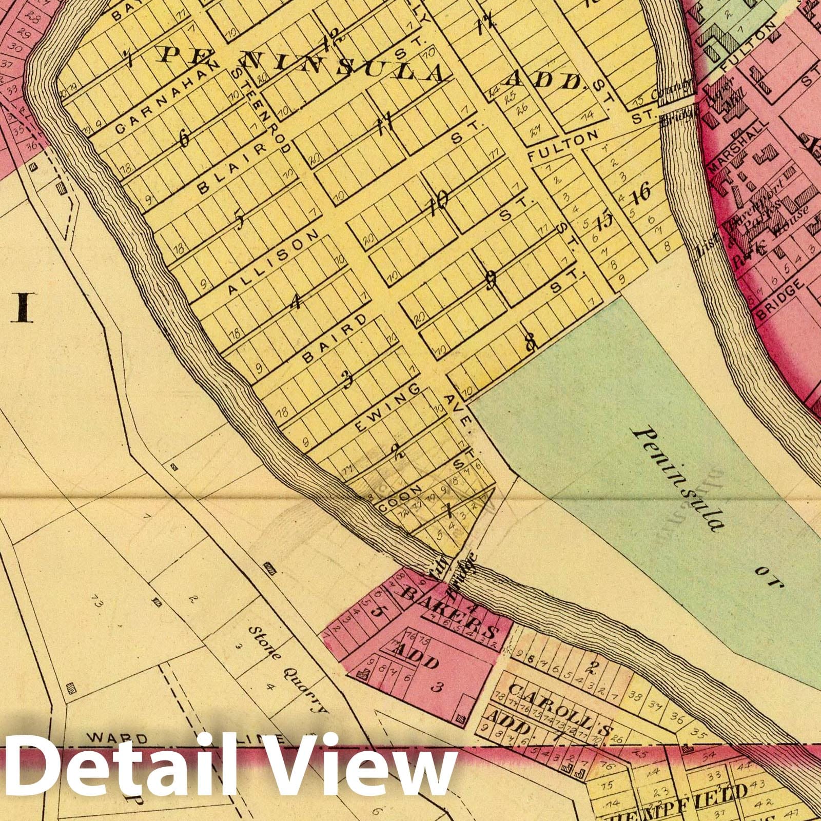 Wheeling, Ohio County, West Virginia - River Map, 1877