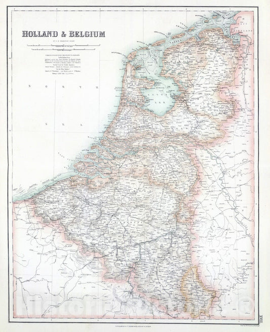 Historic Map : 1872 Holland & Belgium. - Vintage Wall Art