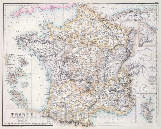 Historic Map : 1872 France And Its Principal Foreign Possessions. - Vintage Wall Art