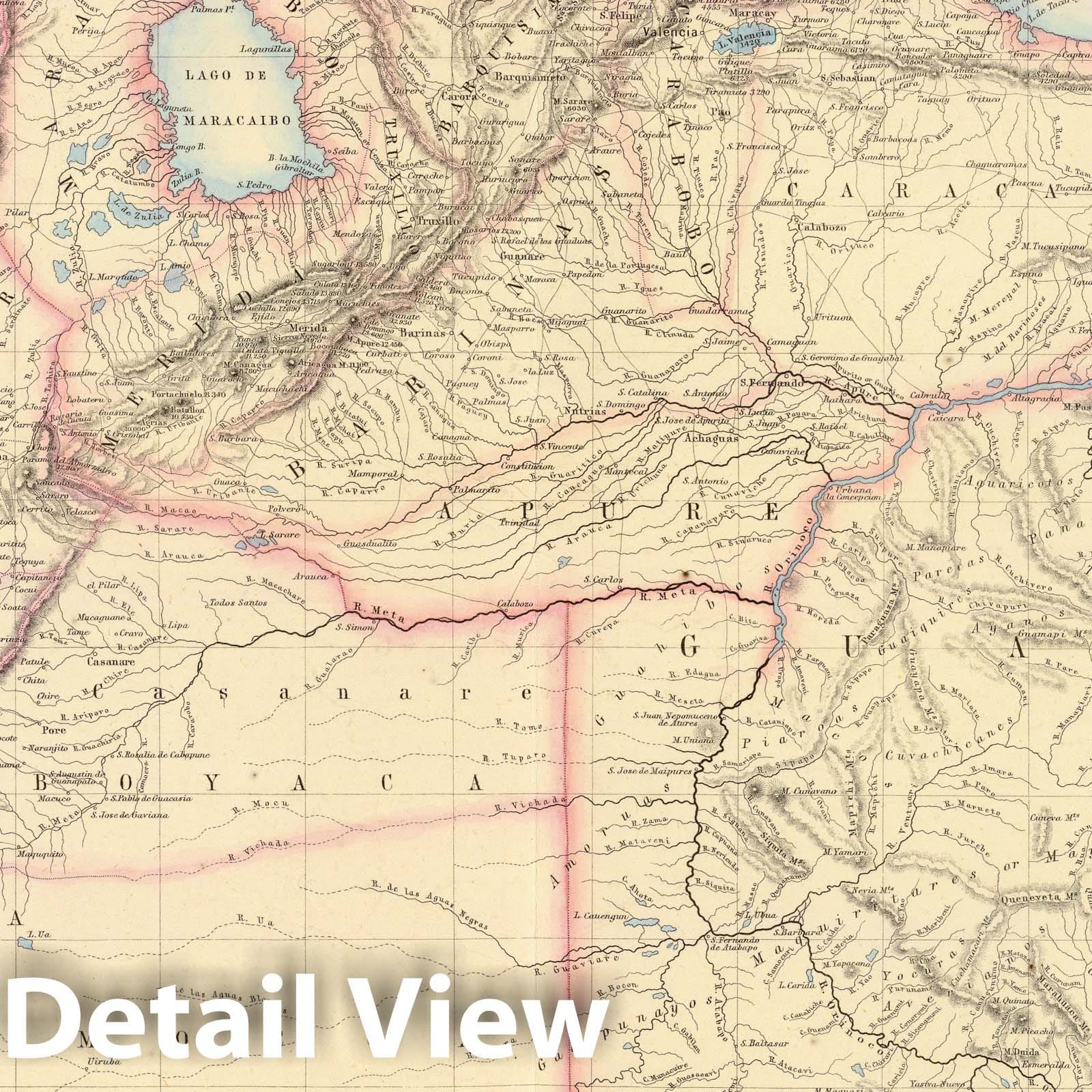 New Granada and Venezuela, 1872 - Historical Map Print