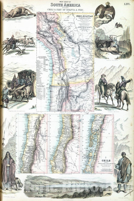 Historic Map : 1872 West Coast of South America. - Vintage Wall Art