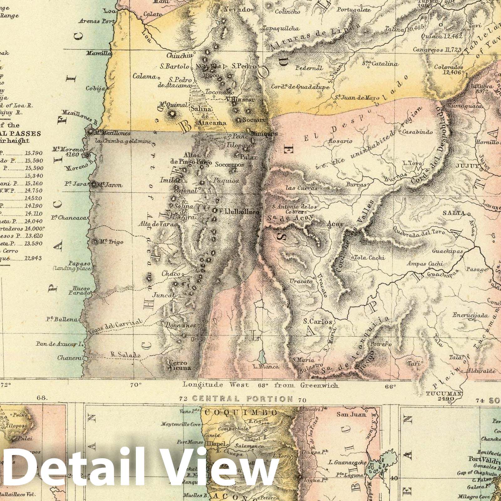 West Coast of South America: Peru and Chile, 1872 - Historical Map Print