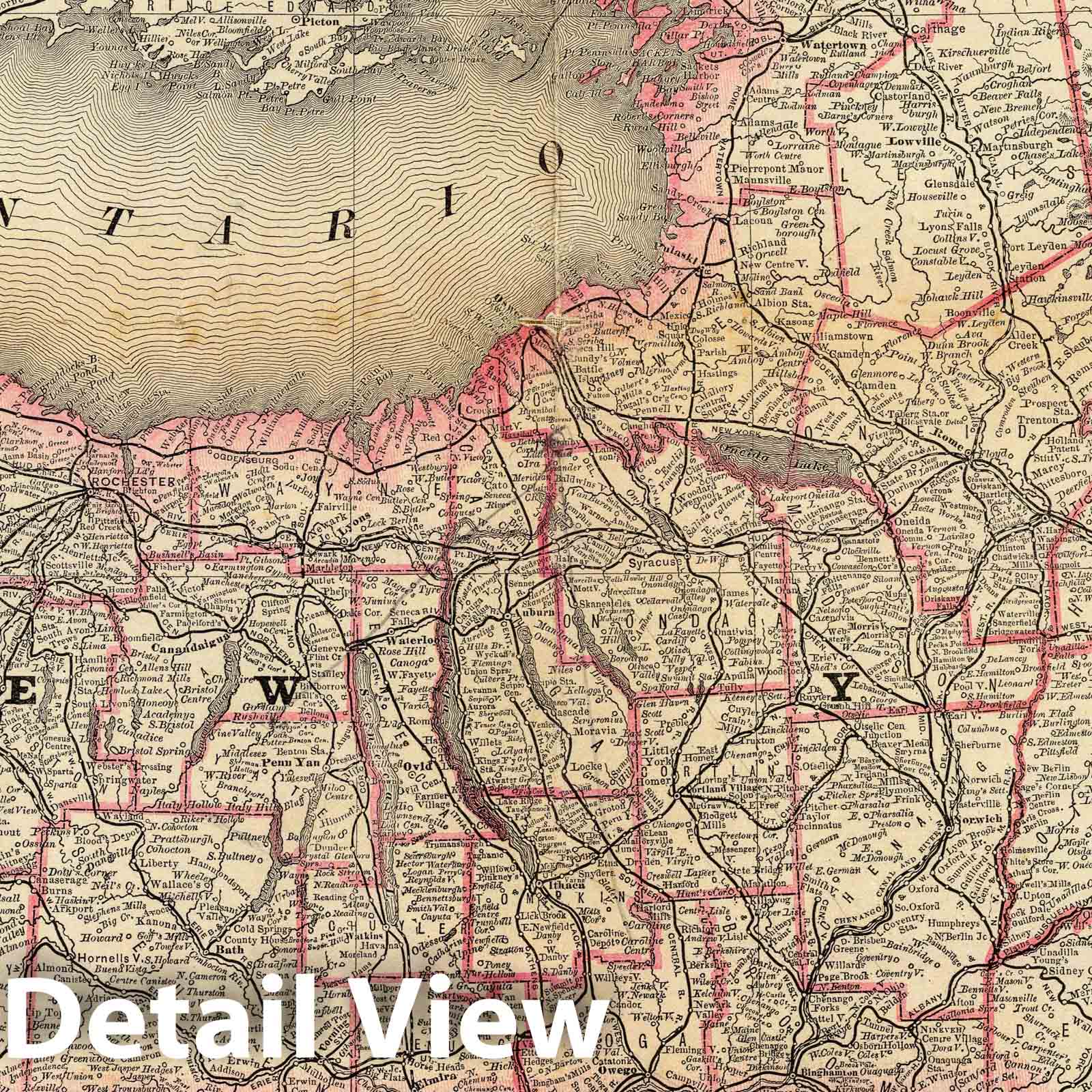 New York - Railroad Map, 1879 - Historical Map Print