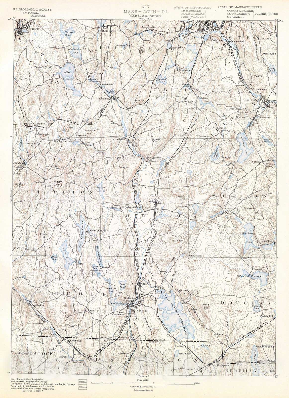 Historic Map : 1893 7. Webster sheet. - Vintage Wall Art