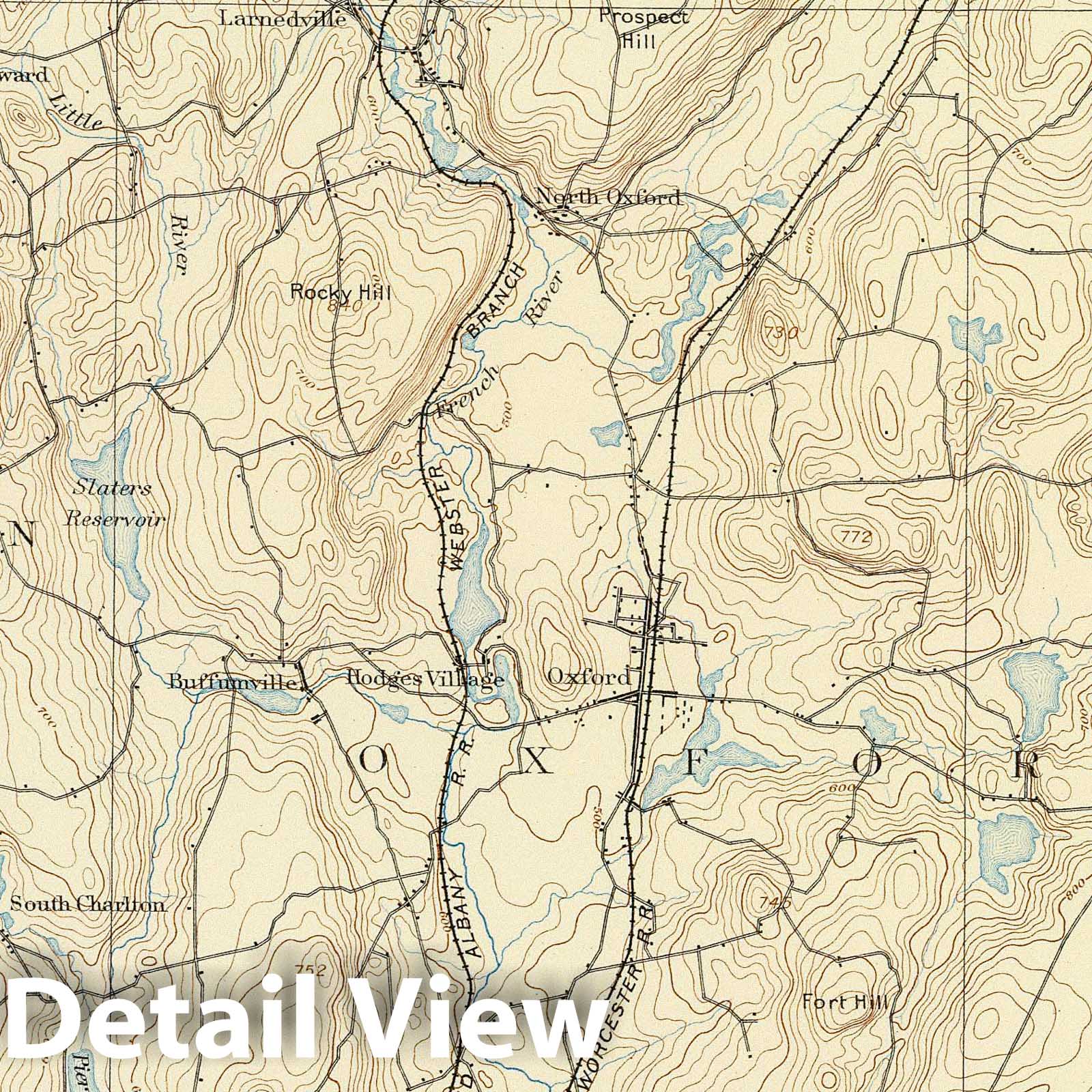 Webster Sheet: Connecticut and Massachusetts - Railroad Map, 1893