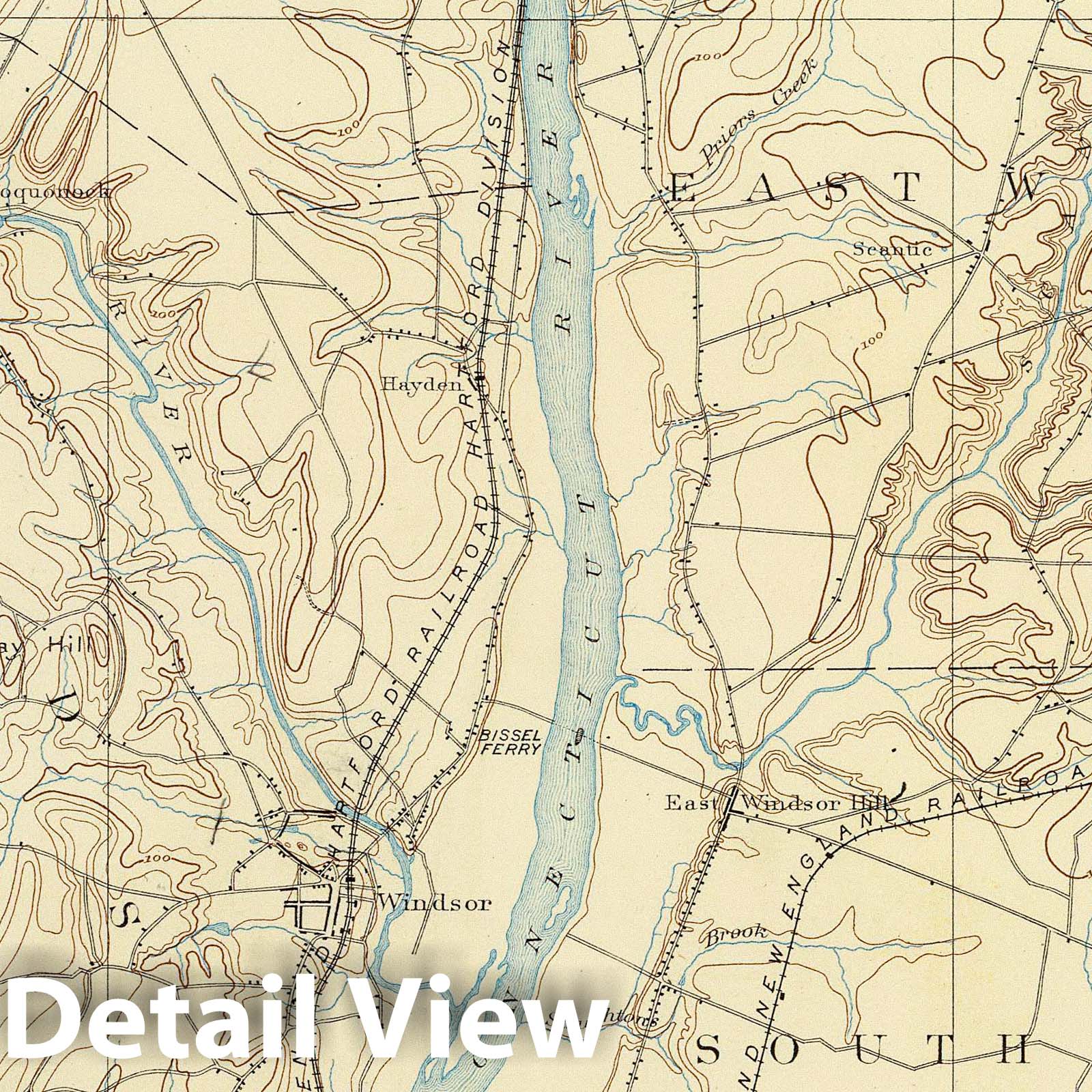 Connecticut Hartford County Topographic Map 1893 - USGS Atlas Sheet