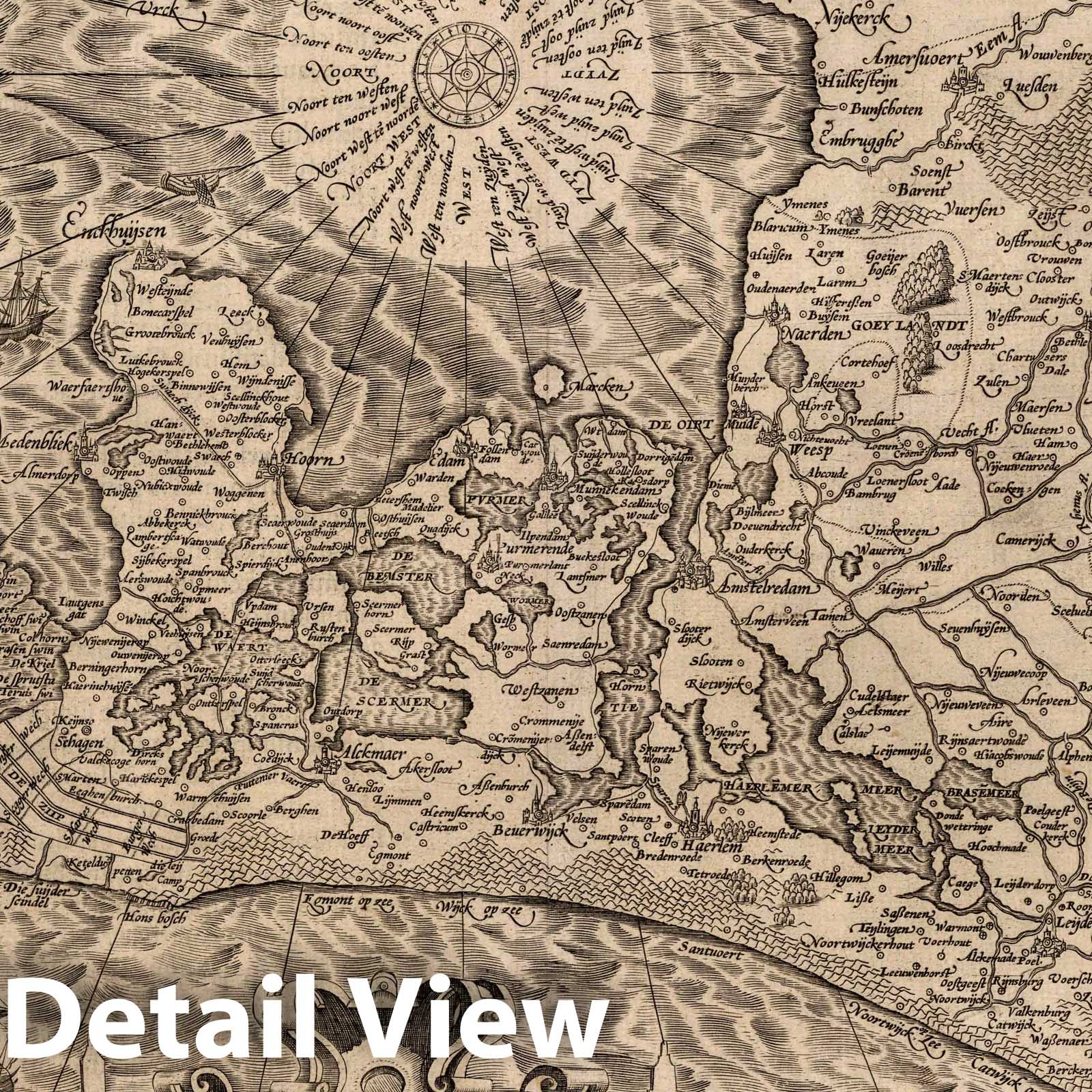 Ancient Holland, 1570 - Historical Map Print