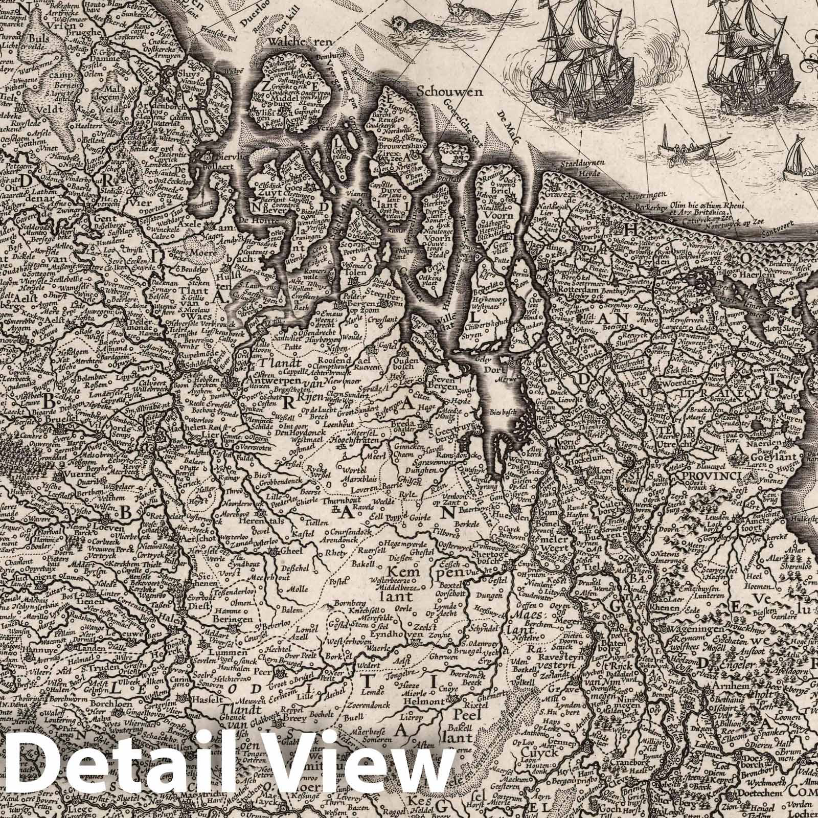 Netherlands and Belgium 1630 Historical Map Print