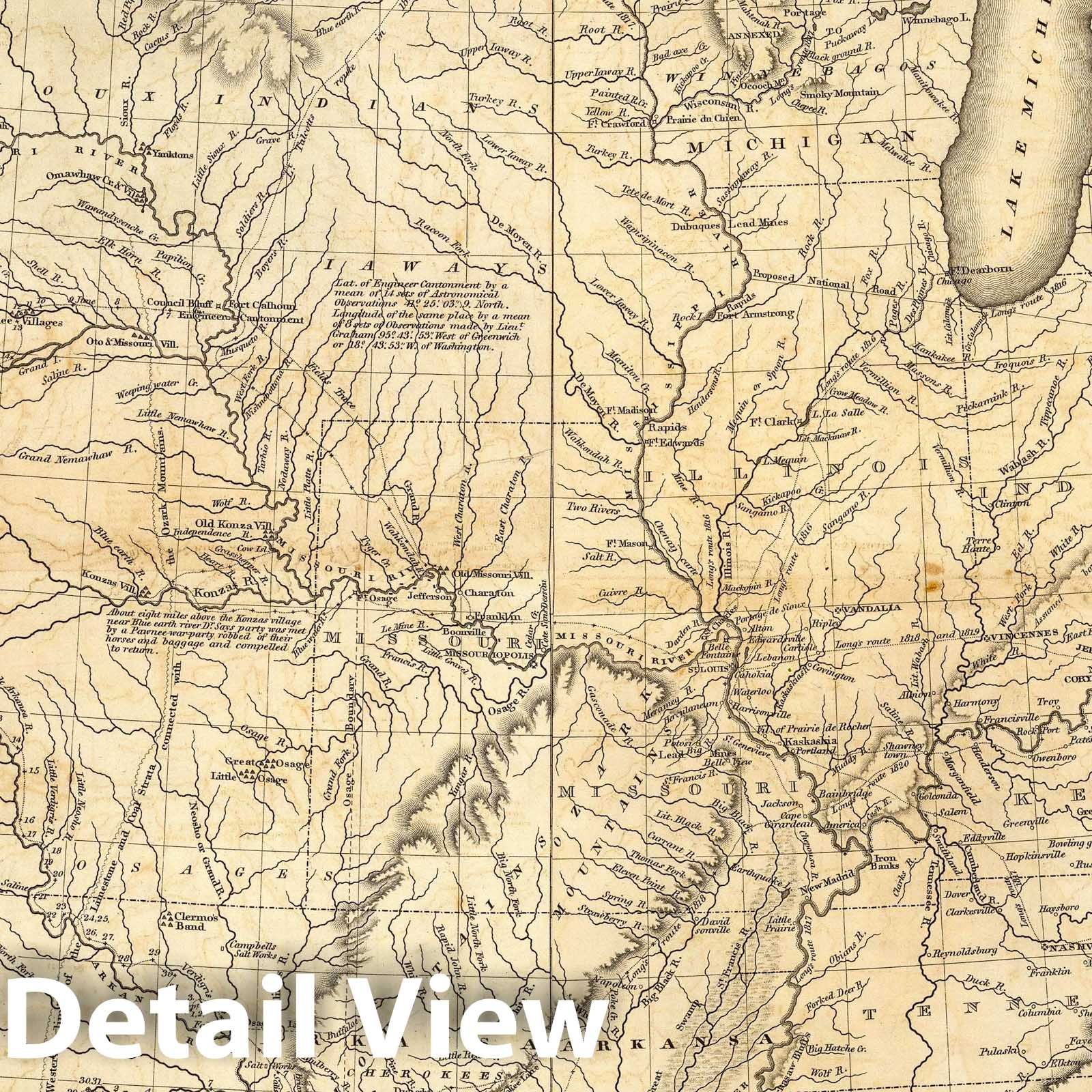 Country Drained by the Mississippi - River Map, 1823