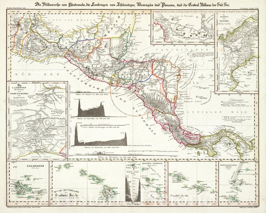 Volcanic Regions of Guatemala, Tehuantepec, Nicaragua, and Panama - Geologic Map, 1840