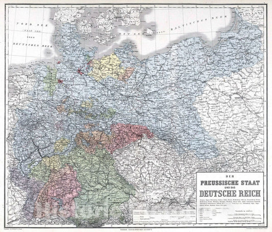 Historic Map : 1879 Prussian State and the German Empire. - Vintage Wall Art