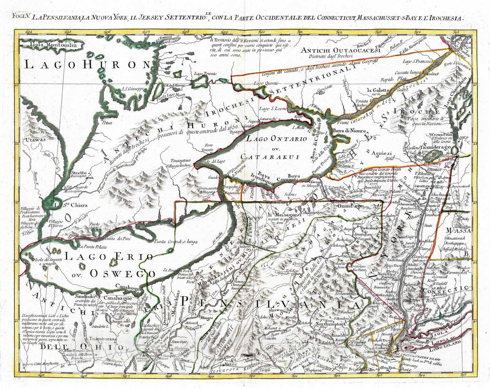 Historic Map : U.S. North East, 1778 La Pensilvania, la Nuova York, il Jersey Settentriole. , Vintage Wall Art