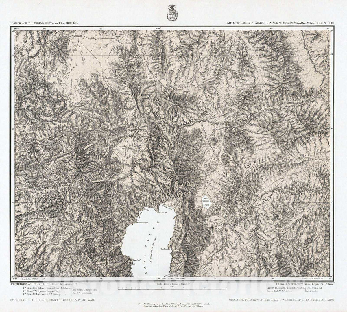 Historic Map : National Atlas - 1882 47D. E. Calif, W. Nevada. - Vintage Wall Art