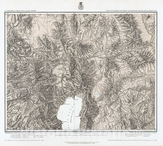 Historic Map : National Atlas - 1882 47D. E. Calif, W. Nevada. - Vintage Wall Art
