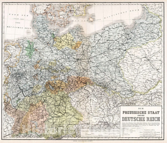 Historic Map : 1886 Prussian State and the German Empire. - Vintage Wall Art