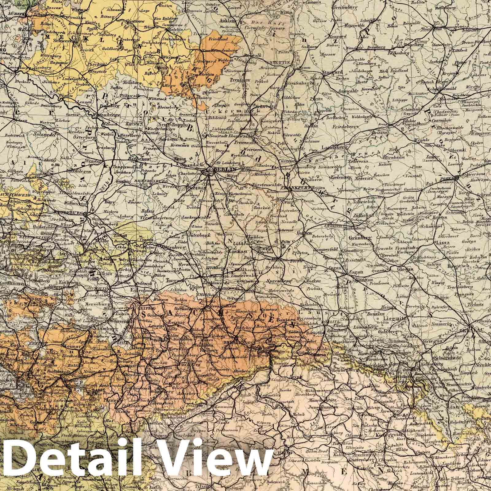 Prussian State and German Empire, 1886 - Historical Map Print