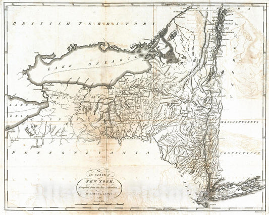Historic Map : National Atlas - 1795 State of New York. - Vintage Wall Art
