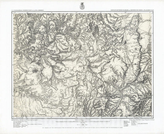 Historic Map : National Atlas - 1882 69. Parts Of Southern Colorado And Northern New Mexico. - Vintage Wall Art