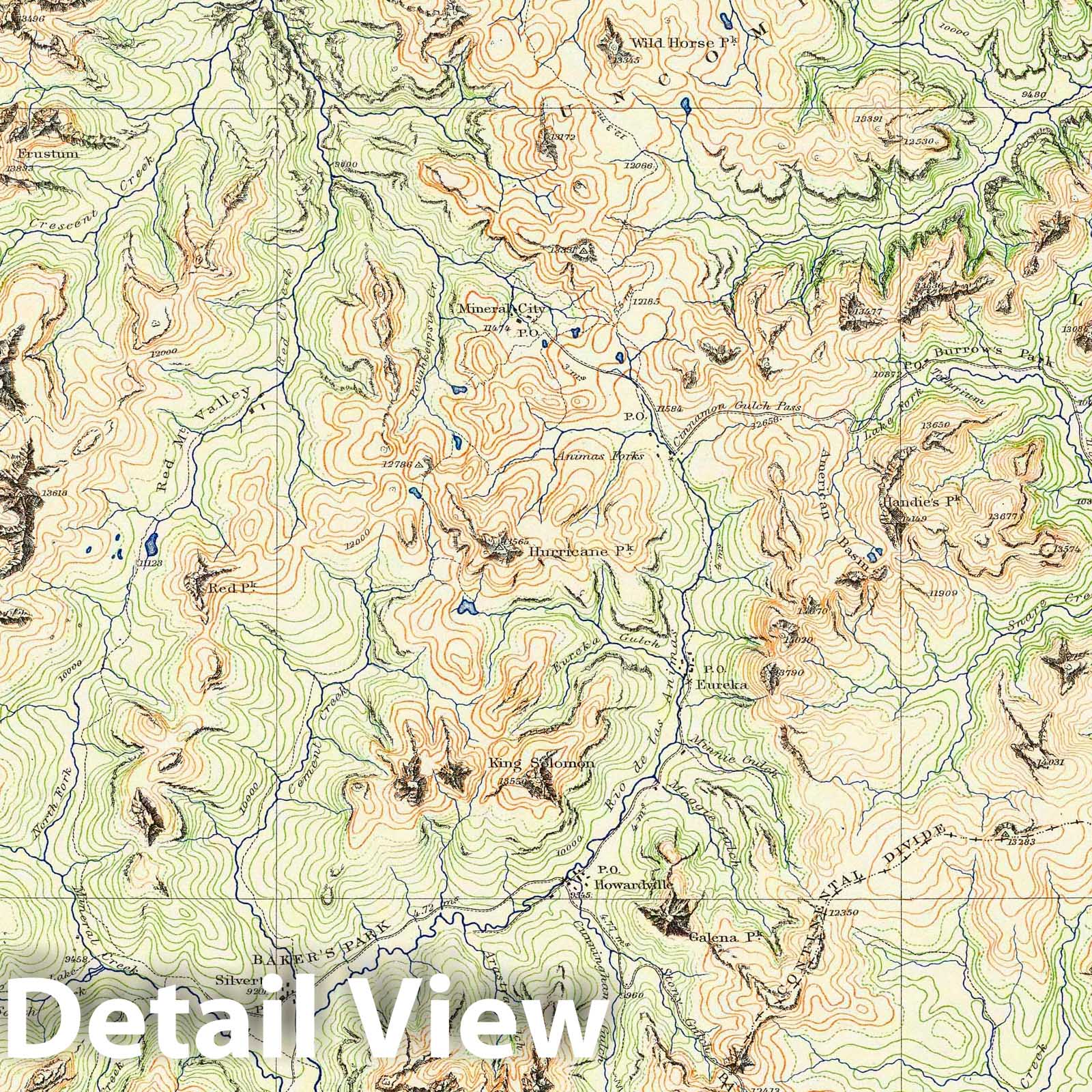 Wheeler Survey: Colorado - Plate No. 61C, 1876 - San Juan Mining Region Topographic Map