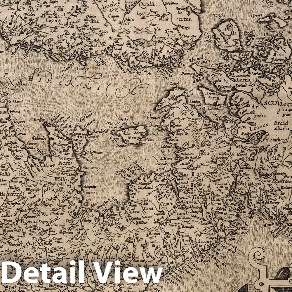 Historic Map : England, 1570 (6) Angliae, Scotiae Et Hiberniae. , Vintage Wall Art