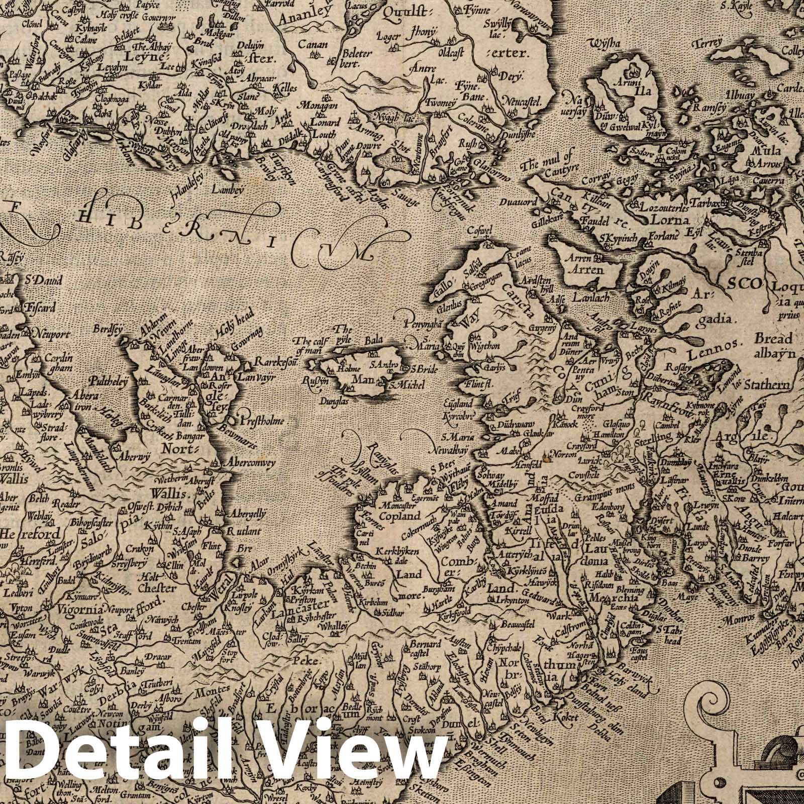 Angliae, Scotiae Et Hiberniae 1570 - Ortelius Historical Map Print