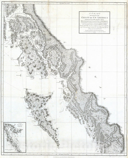Historic Map : 1798 The Coast of N.W. America. v3 - Vintage Wall Art