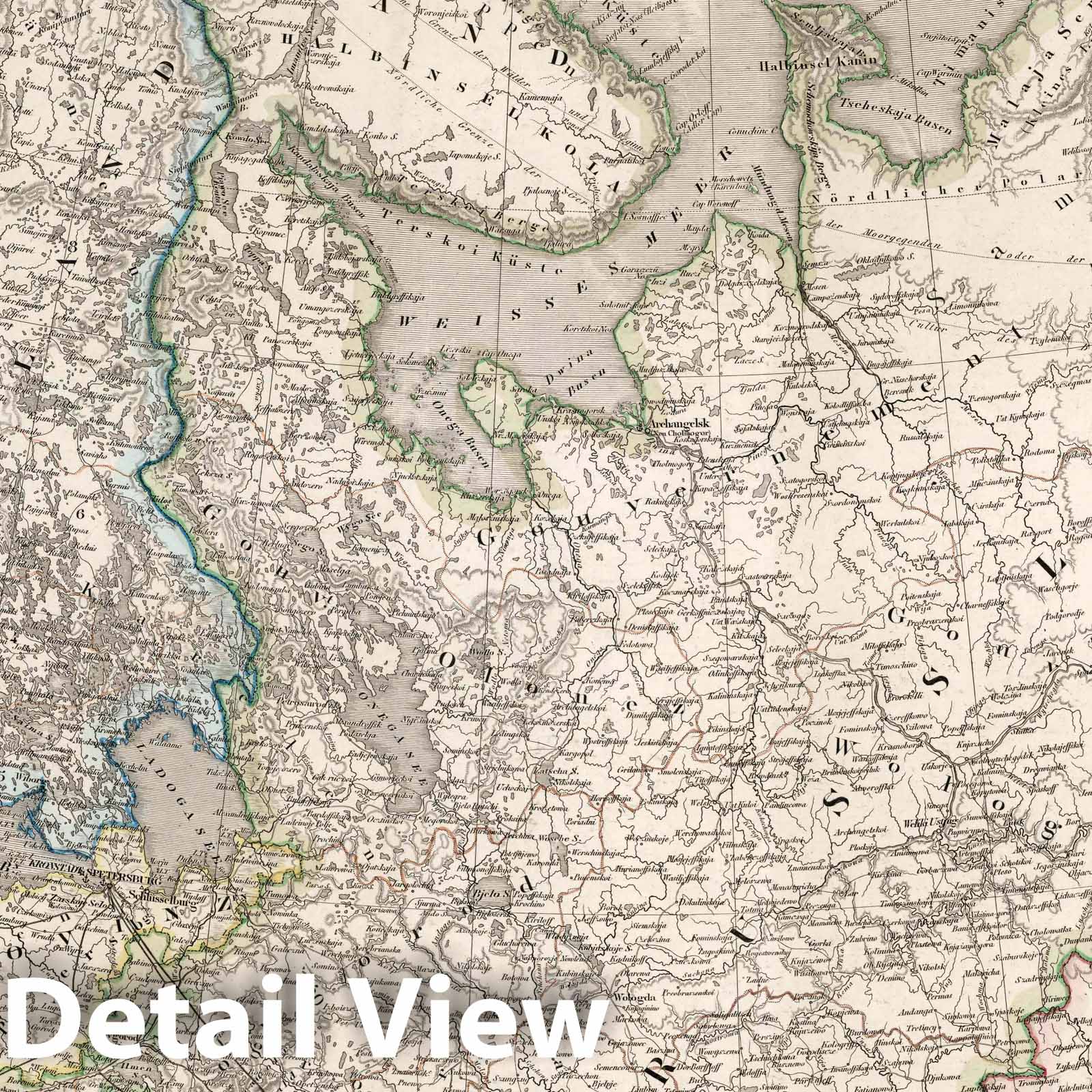 Russian Empire, Northern Part with St. Petersburg and Moscow - Railroad Map, 1854