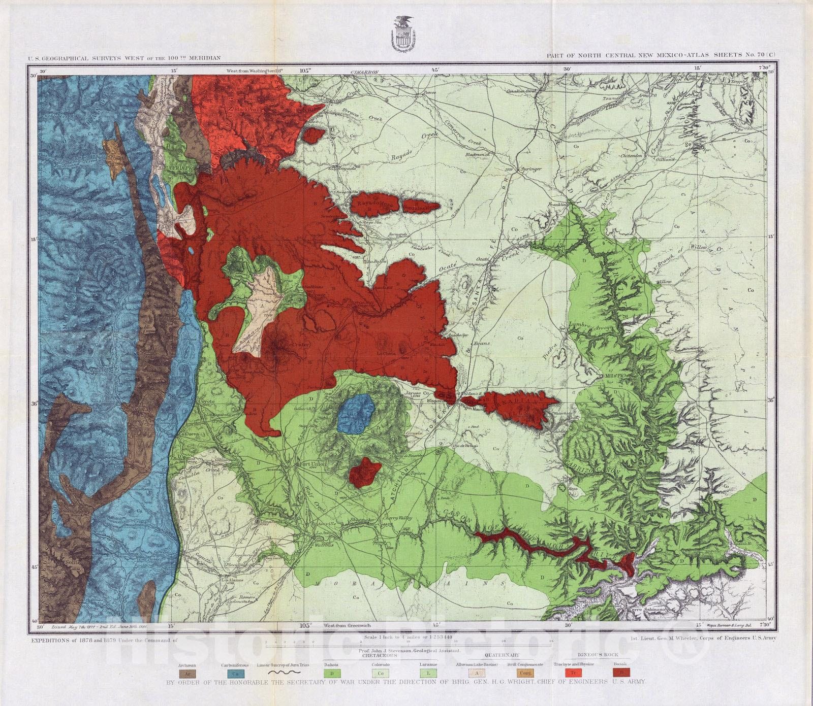 Historic Map : National Atlas - 1881 70C. Part Of North Central New Mexico. - Vintage Wall Art