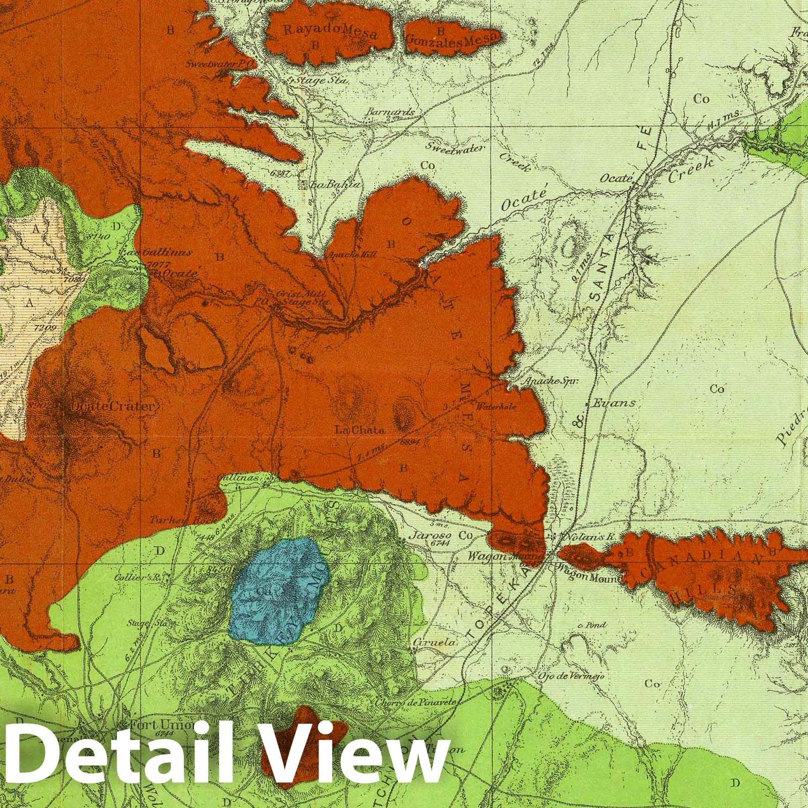 Wheeler Survey: North Central New Mexico - Plate No. 70, 1881 Geological Map