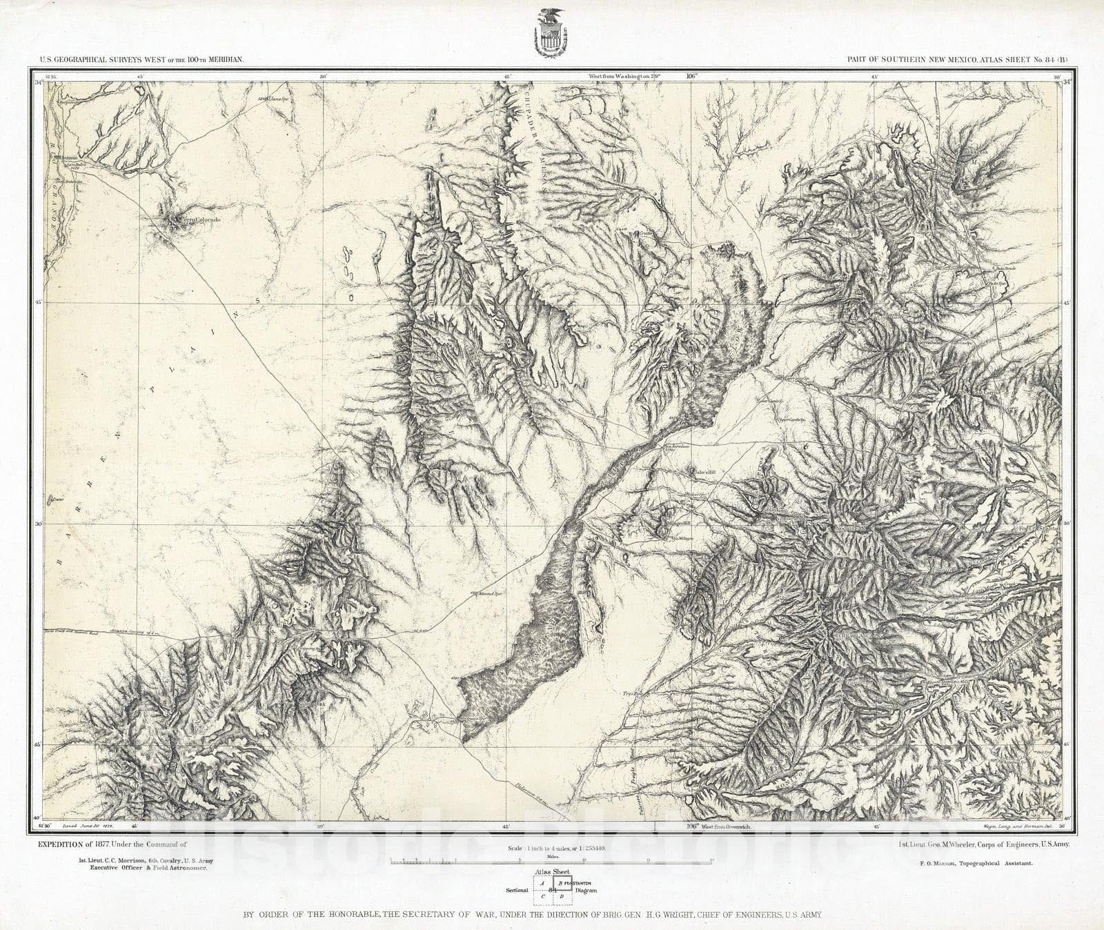 Historic Map : National Atlas - 1879 84B. Part Of Southern New Mexico. - Vintage Wall Art