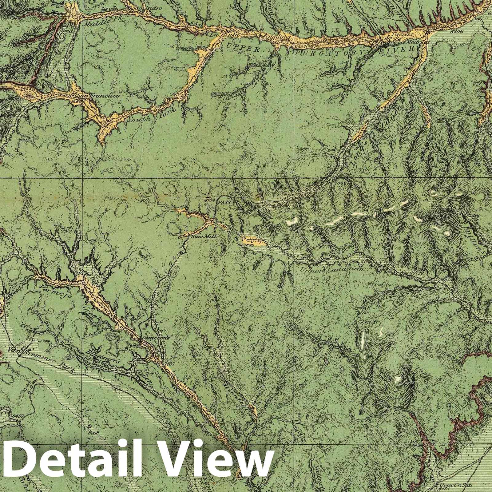 Southern Colorado and Northern New Mexico - Plate No. 70, 1877 - Historical Topographic Map Print
