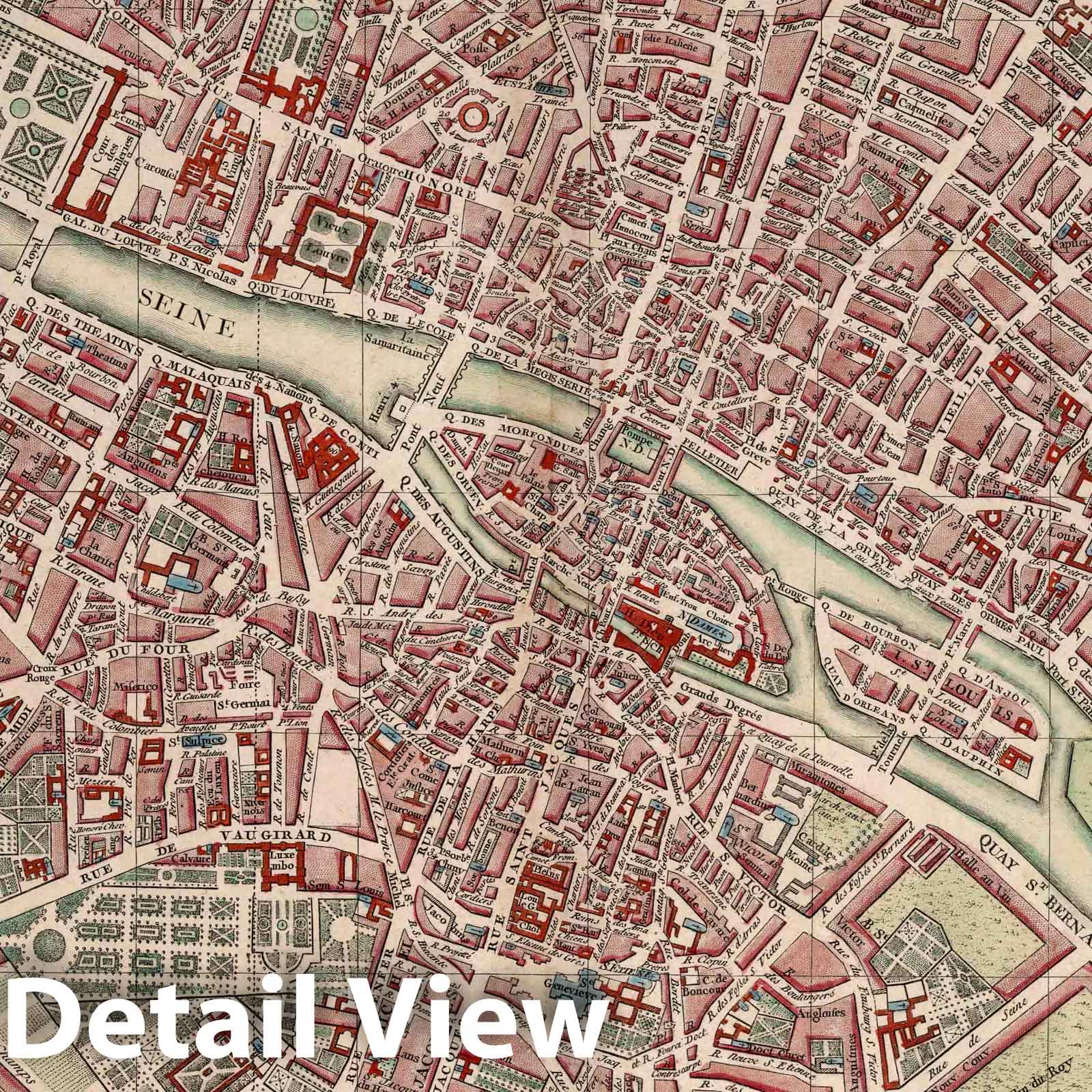 Paris Street Plan - River Map, 1778 - Historical Map Print