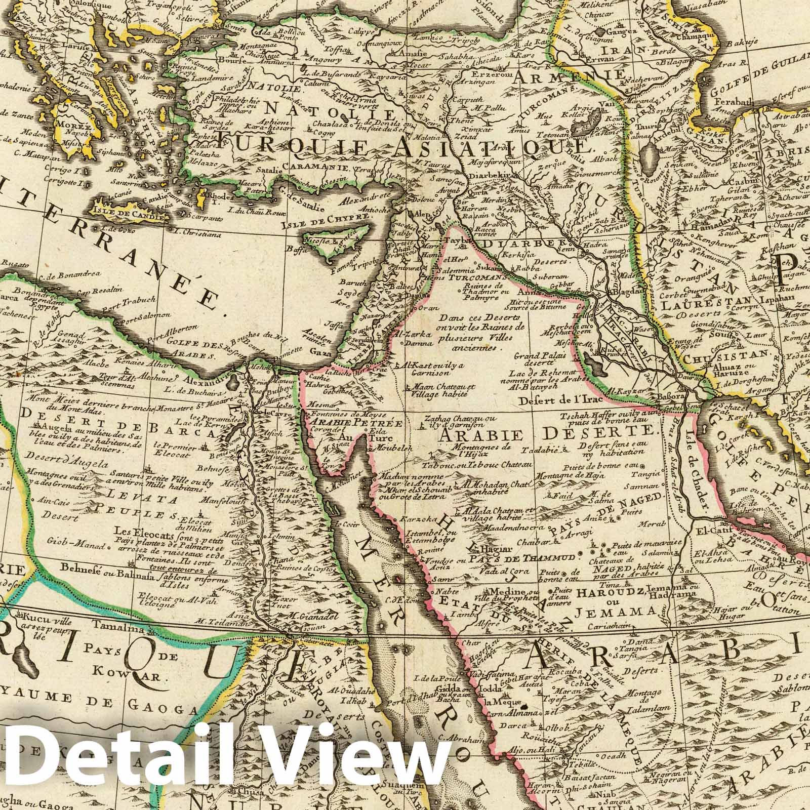 Turkey, Arabia, and Persia - Route Map, 1702 - Historical Map Print