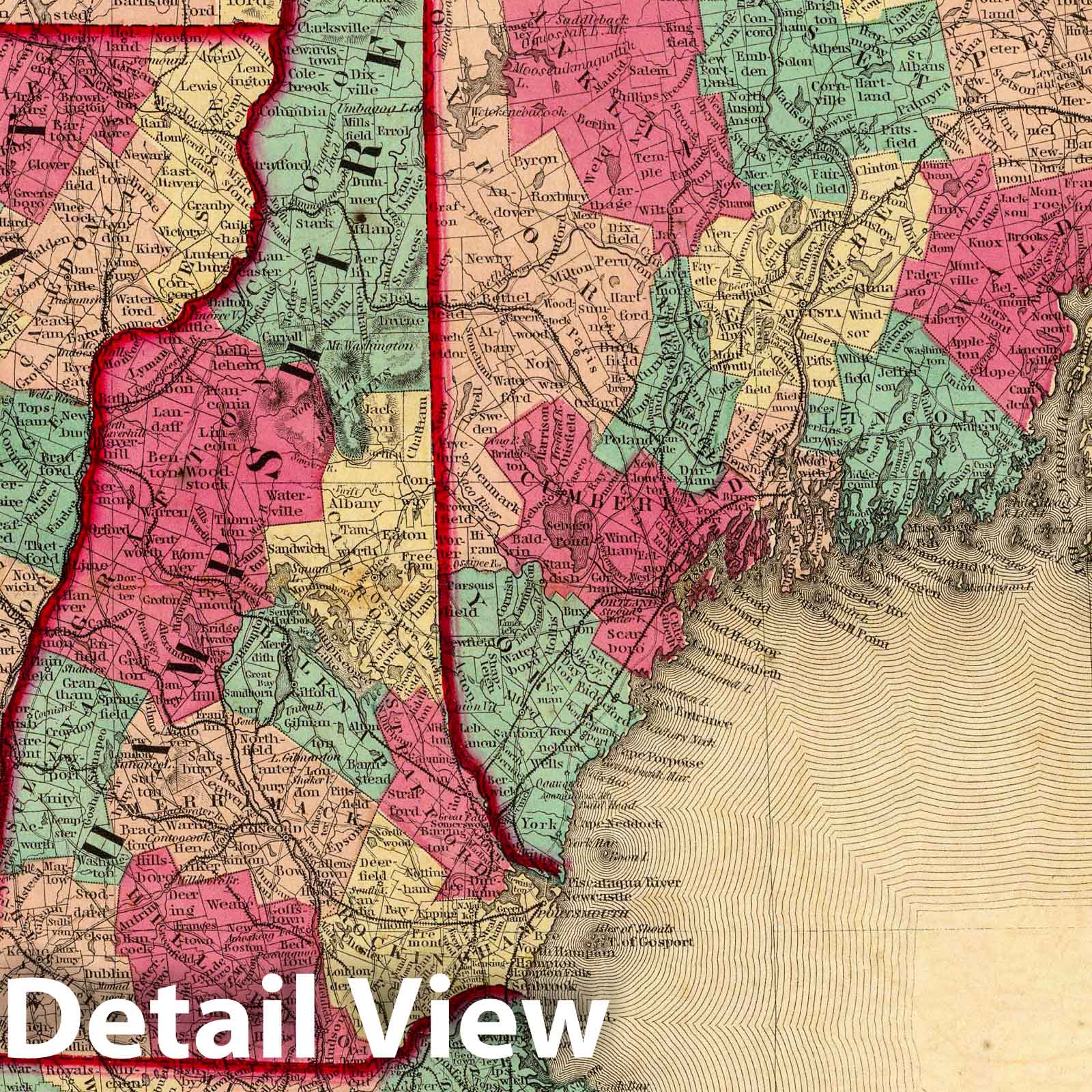 New England and Lower Canada, 1860 - Historical Map Print