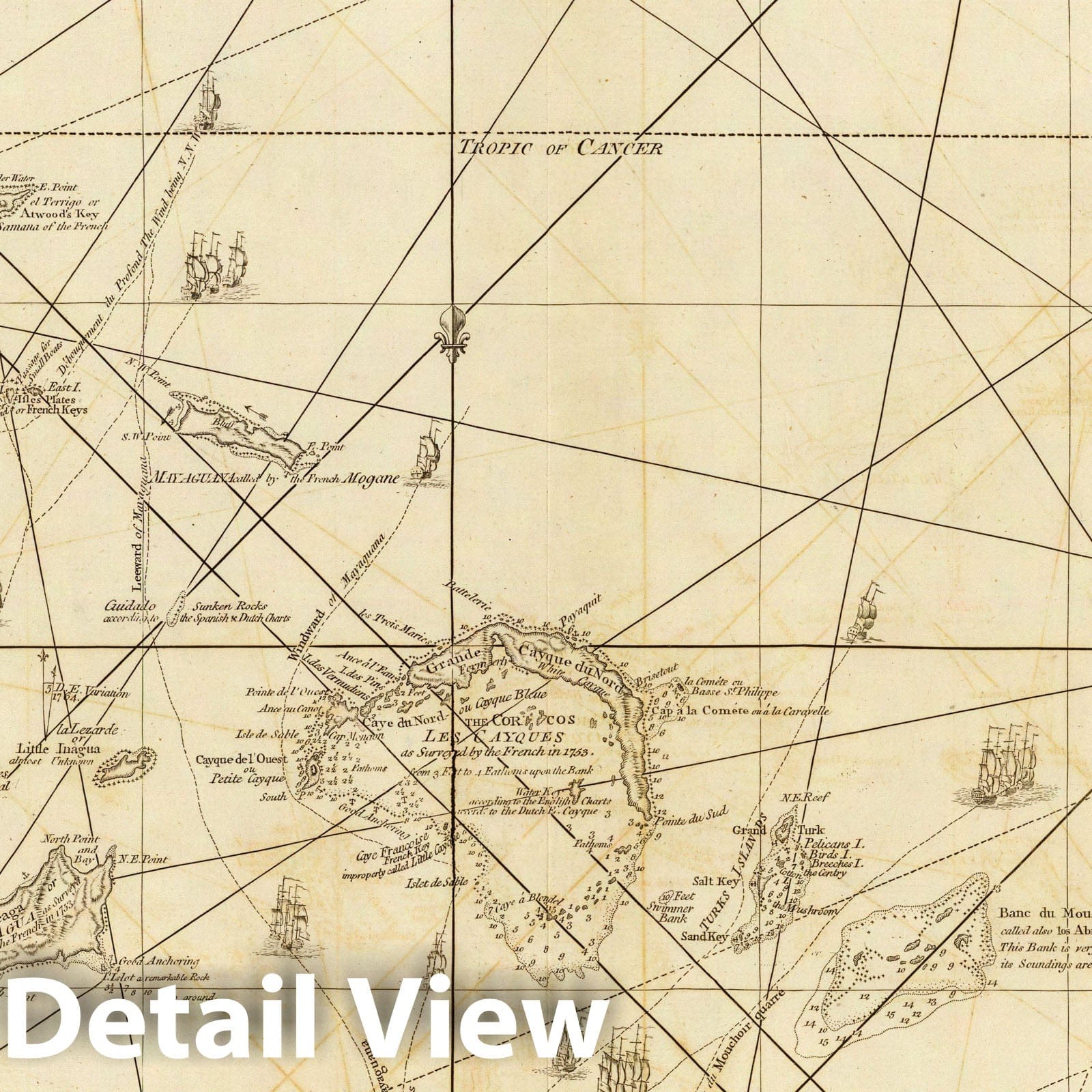 Windward Passage - Nautical Chart, 1775 - Historical Map Print